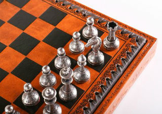 14” Leatherette Cabinet Chess Storage Board