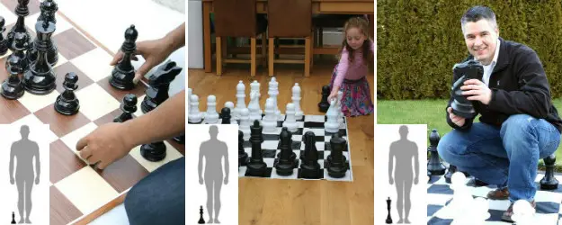 8 inches, 12 inches and 16 inches giant chess sets