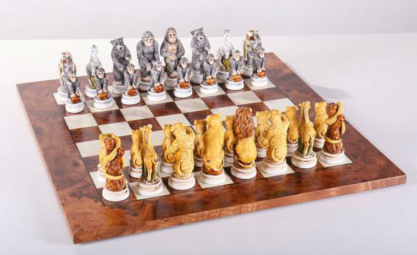 Animal Kingdom Exotic Elm Chess Set