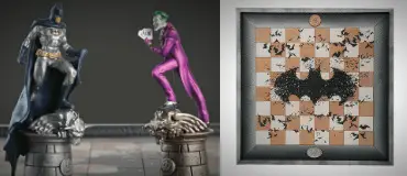 The 32 Piece Batman Chess Set - Batman vs The Joker Pieces, and Chess Board