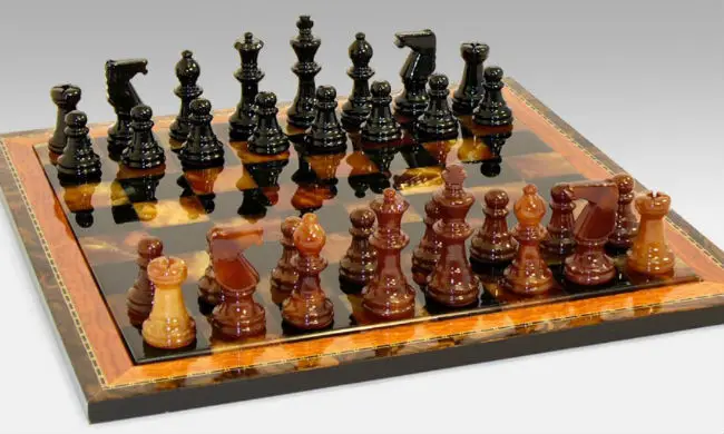 16" Green & White Marble Chess Game 32 Pieces Set 3 3/8" King New