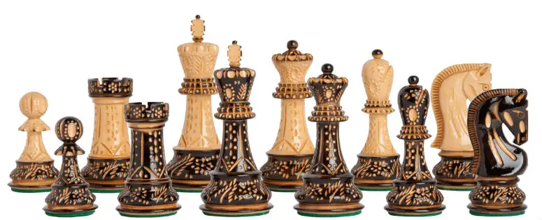 The Burnt Zagreb'59 Series Chess Pieces - 3.875" King