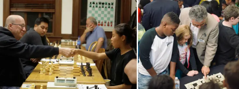 Adults and Kids Play Chess Together