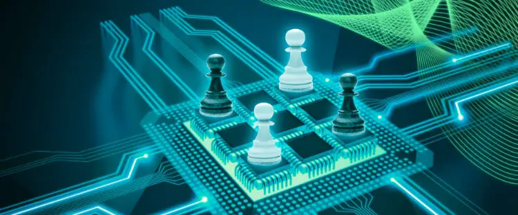 Chess Pieces On An electronic Component