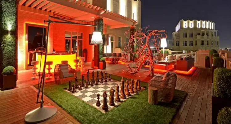 A Giant Chess Set in the Backyard