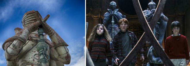 The larger than life chess pieces at the Harry Potter Museum in London