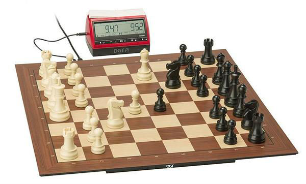 Tournament Chess Set with Non Electronic DGT Chessmen Clock & Vinyl Board 