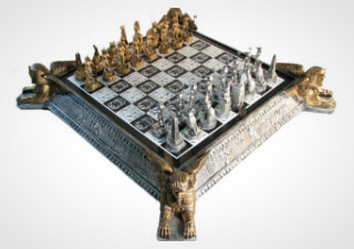 Gold and Silver Egyptian Chess Set