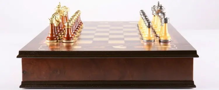 Chess Board B/W Size 17,3" Roman Chess Pieces 3,75" B/W Roman Chess Set