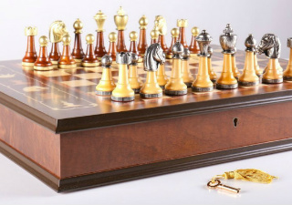 sccacchi Staunton metal Set chessboard Genuine Leather