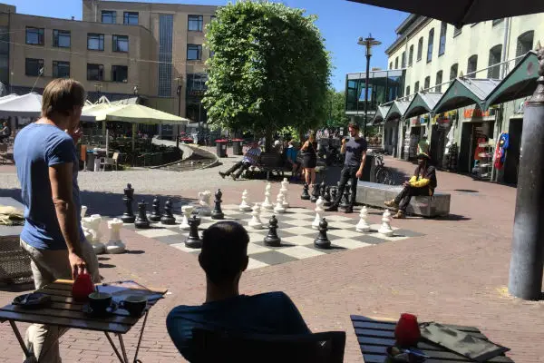 Giant chess set outside the Max Euwe museum, Amsterdam