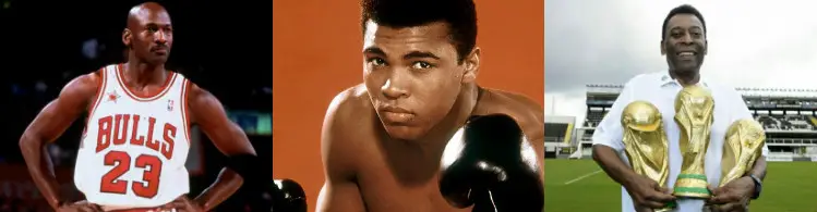 Michael Jordan, Muhammad Ali and Pelé