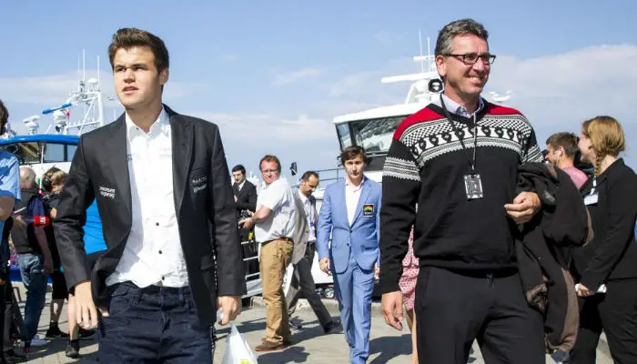 Magnus and his first chess coach Simen Agdestein
