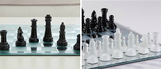 The Black and White Mirror Board Chess Set