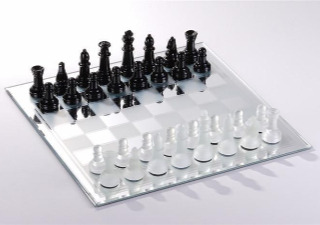 The Black and White Mirror Board Chess Set