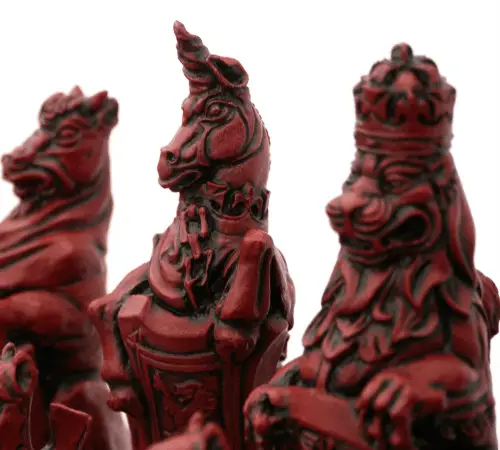 Royal Beasts Chess Pieces by Berkeley - Cardinal Red