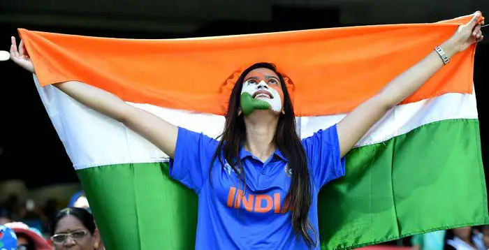 A Women Raises India Flag