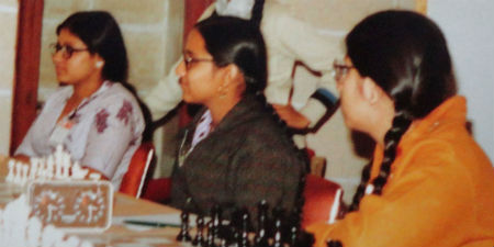 The Khadilkar sisters in the chess Olympiad, Valletta 1980.