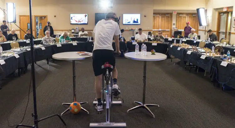 Timur Gareyev during a blindfold chess game in Las Vegas, where he set the world record in 2016