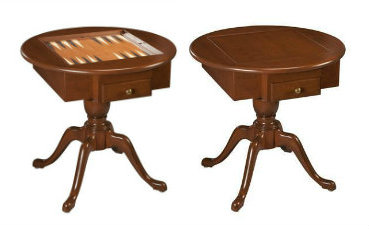 US Made Round Pedestal Wooden Game Table Solid Cherry Wood - 3 in 1