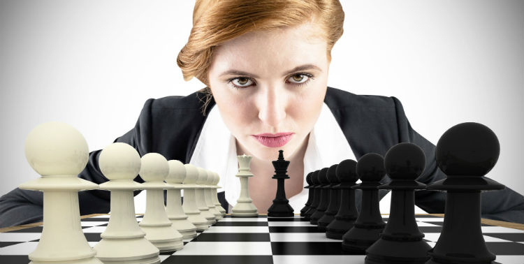 A Chess set & A Woman Chess Player