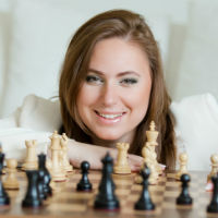 Judit Polgar & Chess Set